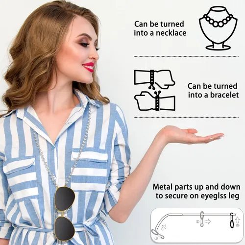 Vista 5 de Cadena multifuncional para gafas elegante soporte para gafas, collar y cordón para máscara para mujeres de moda