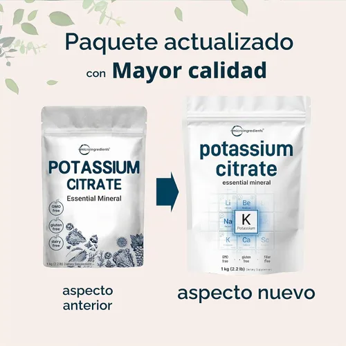 Vista 3 de Polvo de citrato de potasio de origen estadounidense, 2.2 lbs (35 onzas) Suplemento de electrolitos de hidratación esencial Apto para veganos