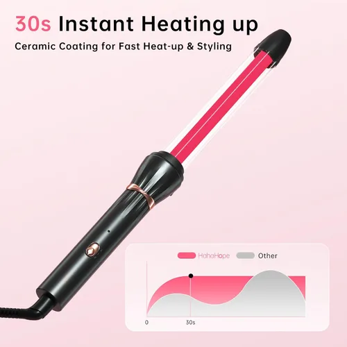 Vista 6 de Hahahope Varita rizadora de cerámica de 1 pulgada para ondas sueltas, rizador de pelo de barril extra largo para cabello medio a largo, 2
