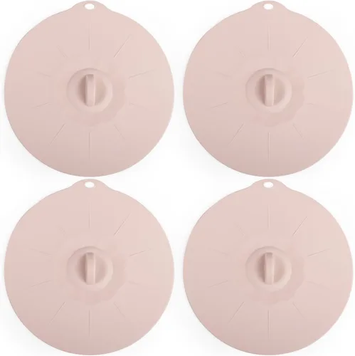 Vista 9 de Paquete de 4 tapas de silicona de 3.9 pulgadas para tazas, tazones, platos, sartenes, cubierta para salpicaduras de microondas, recipientes