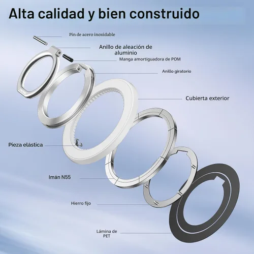 Vista 2 de SYNCWIRE Soporte de Anillo Magnético para Teléfono para MagSafe, Rotación de 360°, Soporte de Agarre para Teléfono Celular, Anillo para Dedo Atril