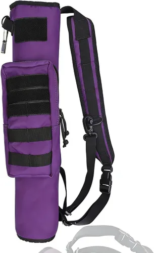 Vista 9 de Carcaj de arco ligero para la espalda con doble uso plegable compacto, bolsa de flechas para la cadera con sistema Molle colgado para tiro al blanco
