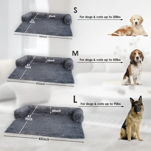 Vista 6 de Cama grande lavable extraíble para perros, sofá cama de felpa esponjosa, funda de sofá para perros con protector de muebles de aterrizaje