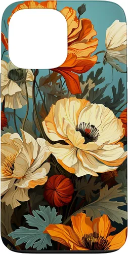 Vista 24 de Funda de flores mexicanas para iPhone 12 Pro Max Marigold Flower and Teal Aqua Blue Cyan