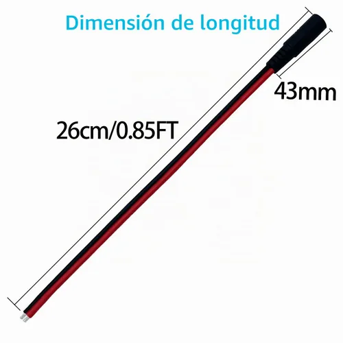 Vista 2 de 0.24m 5.5mmx2.1mm 14AWG Cable de Pigtail Hembra Cable de Reparación DC 5521 Conector para Cámara de Vigilancia CCTV Luz de Tira LED Fuente