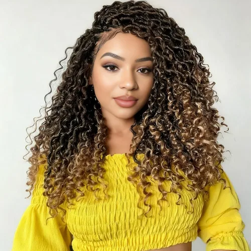 Vista 27 de Goddess Locs - 8 paquetes de cabello de ganchillo Goddess Locs de 10 pulgadas, pelo corto de imitación de ganchillo con rizos pre-enrollados