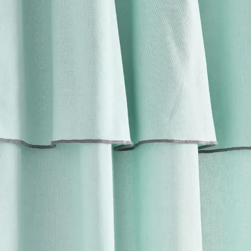 Vista 4 de Lush Decor Moderno par de paneles de cortina de ventana con borde bordado de lino sintético con cenefa adjunta, 84 pulgadas de largo x 52 pulgadas