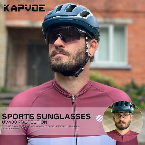 Vista 3 de KAPVOE Gafas de ciclismo fotocromáticas para hombres y mujeres, gafas de sol deportivas con protección UV, gafas de bicicleta de montaña, MTB