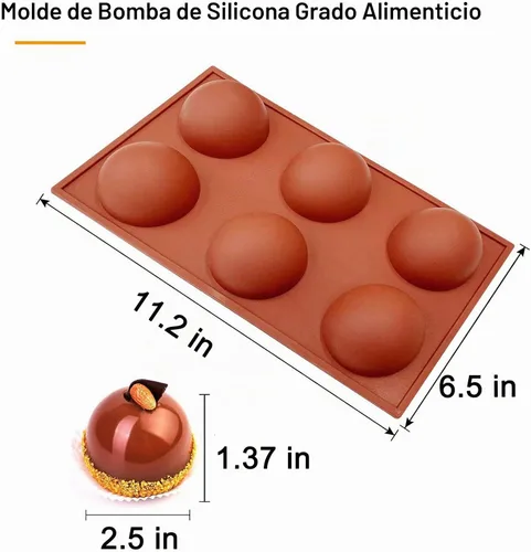 Vista 7 de Moldes para bombas de chocolate caliente – Moldes de silicona de 2.5 pulgadas y semiesferas – Marrón/3 piezas