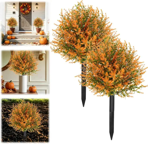 Vista 83 de RECUTMS Guirnalda artificial de otoño, plantas de vegetación sintética 1 pieza seda marrón