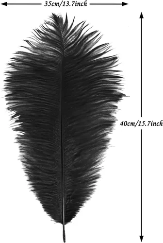 Vista 6 de VIJIV Plumas de avestruz grandes de color negro natural, 10 piezas, kit de fabricación de plumas de 28 pulgadas de largo para manualidades, flores