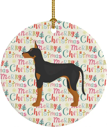 Vista 9 de Caroline's Treasures Abyssinian Sand Terrier - Adorno de cerámica para colgar en el árbol de Navidad, para el hogar, Navidad, fiestas, regalo, 3