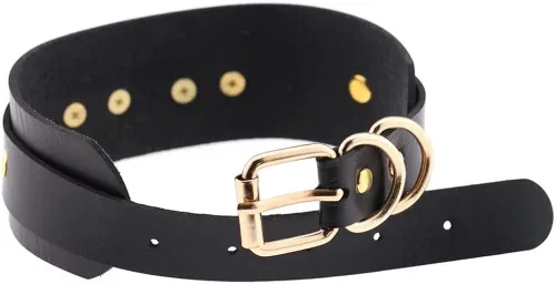 Vista 3 de Gargantilla ajustable de cuero sintético, gótico, punk, collar para mujeres y niñas