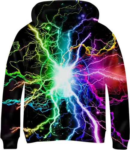Vista 15 de Linnhoy Sudaderas con capucha para niños y niñas con estampado digital 3D de 6 a 15 años Cbai Blanco