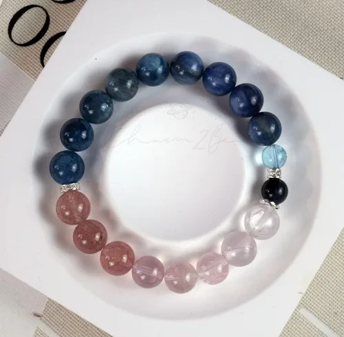 Vista 132 de Precious Gemstone Natural Crystal Healing Bracelet, Rutilated Quartz, Moonstone, Quartz Handmade Original Design Bracelet