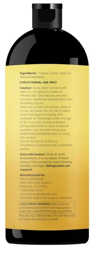 Vista 6 de Micro Ingredients Aceite de ricino orgánico prensado en frío, 32 onzas líquidas, 100% puro, sin refinar y sin hexano, aceite portador orgánico