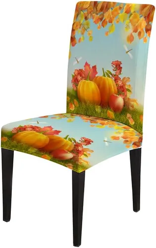 Vista 107 de CAPSCEOLL Christmas Dining Chair Covers,Snowflakes Festive Winter Pattern Stretch Chair Covers for Dining Room Set of 2 Washable Spandex Parson