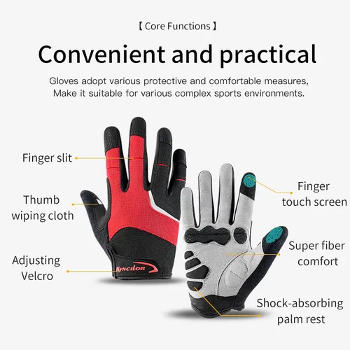 Vista 2 de KynciLOR Guantes de ciclismo para mujer y hombre, guantes de ciclismo con dedos para pantalla táctil y almohadillas de palma con silicona
