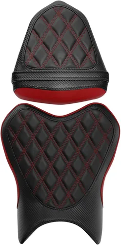 Vista 8 de TCT-MOTORPARTS Fundas de asiento delantero y trasero de motocicleta para Yamaha YZFR6 YZF R6 YZF-R6 2006-2007 (negro y rojo #1)