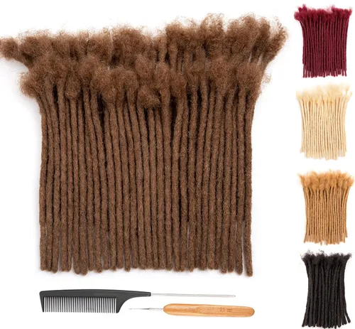 Vista 47 de DAIXI 0.2cm y 0.4cm y 0.6cm y 0.8cm de grosor 4-18 pulgadas 10 hebras extensiones de rastas de cabello humano 100% real para hombres/mujeres