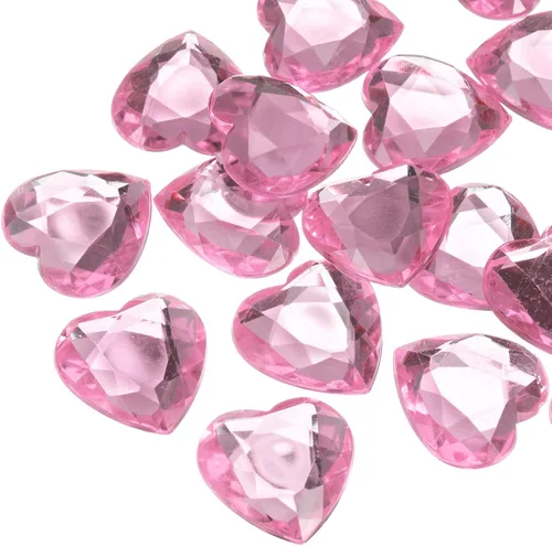 Vista 39 de MECCANIXITY 20 piezas de diamantes de imitación acrílicos de corazón de 0.787 pulgadas (0.787 in) con parte trasera plana, gemas de plástico