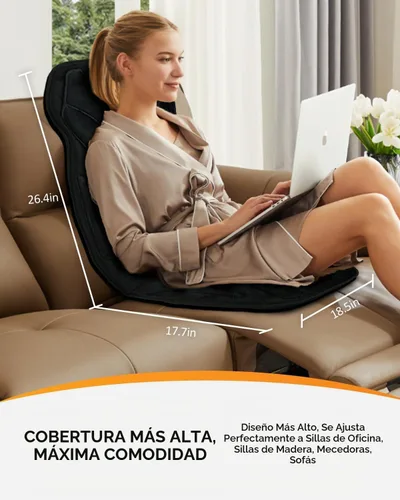 Vista 5 de CooCoCo - Masajeador de espalda de vibración con calor, almohadilla para silla de masaje para sofá