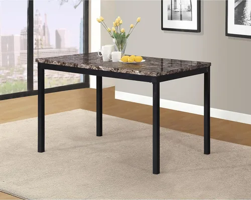 Vista 3 de Roundhill Furniture Juego de comedor de metal Citico de 5 piezas con tapa de mármol sintético laminado, color negro