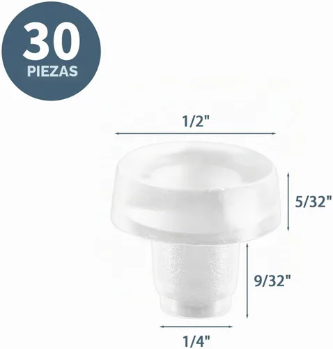 Vista 2 de Litoexpe - 30 piezas de parachoques de mesa de vidrio con vástago, se ajustan a agujeros de 1/4 pulgadas