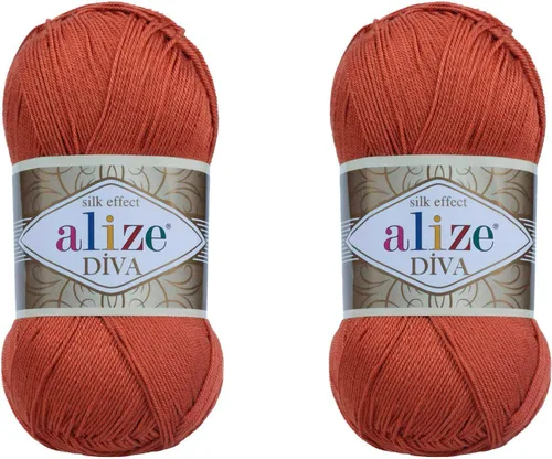 Vista 5 de Alize Diva Yarn - Hilo para tejer a mano, hilo acrílico 100% microfibra, hilo Alize Diva, efecto seda, ganchillo arte, encaje, manualidades, lote