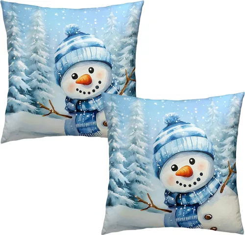 Vista 60 de Juego de 2 fundas de almohada patrióticas para exteriores, diseño de estrellas azules del 4 de julio, 16 x 16 pulgadas, fundas de almohada