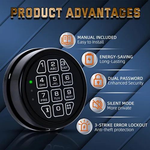 Vista 2 de Teclado electrónico del reemplazo de la cerradura segura del arma con la cerradura del solenoide - negro Gun Safe Lock with Programmable