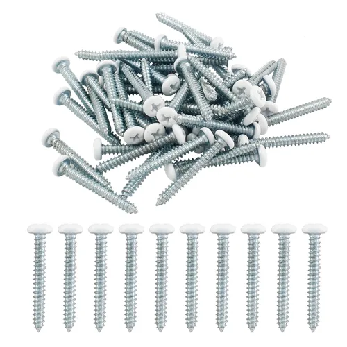 Vista 11 de 120 piezas de tornillos de cabeza plana blancos #6 x 1, tornillos autorroscantes Phillips para chapa metálica para madera