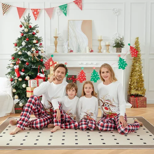 Vista 5 de VS&LLWQ Pijamas de Navidad a juego para la familia, pijamas de Navidad para la familia, pijamas de elfo, juego de pijamas de Navidad para las fiestas