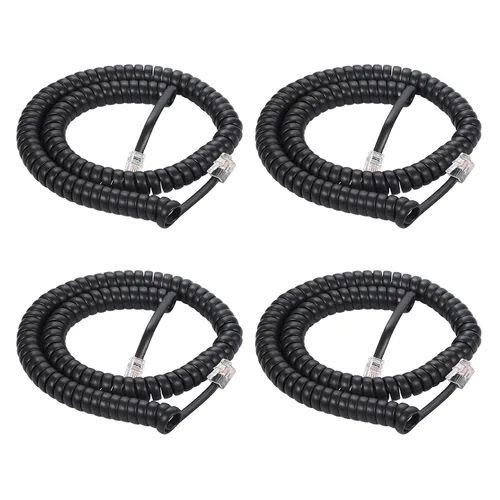 Vista 7 de Vthahaby Paquete de 2 cables de teléfono para línea fija, longitud máxima estirada de 8 pies (sin enrollar)/1.4 pies (enrollado), cable RJ9 4P4C