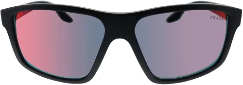 Vista 2 de Prada Linea Rossa PS 02XS DG008F - Lentes de sol rectangulares de plástico negro lentes de espejo rojo