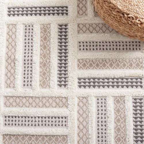 Vista 7 de SAFAVIEH Urban Collection URB212B - Alfombra para pasillo, 2 pies 2 pulgadas x 8 pies, beige y marfil, diseño moderno de flecos con borlas