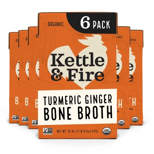 Vista 10 de Kettle and Fire Classic - Caldo de hueso de ternera, aprobado por Keto, Paleo, y Whole 30, sin gluten, alto en proteínas y colágeno, paquete de 4