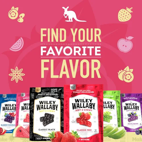 Vista 7 de Paquete de variedad de regaliz Wiley Wallaby 10 onzas - Sabores clásicos de arándano, manzana y sandía. Regaliz gourmet estilo australiano suave