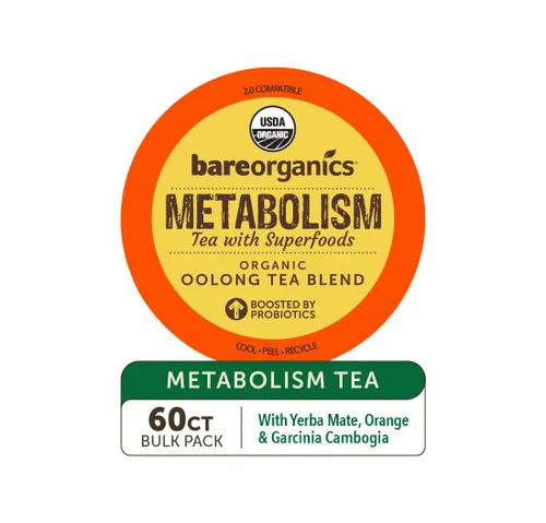 Vista 10 de BareOrganics TÉ METABOLISMO (Orgánico) con Superalimentos y Probióticos (Compatible con Keurig® K-Cup®) 60CT