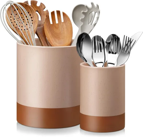 Vista 11 de MALACASA Portautensilios, Portautensilios de Cocina de Cerámica de 5.5", Recipiente para Utensilios de Cocina para Encimera, Organizador