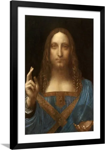 Vista 10 de ART Impresión artística de Salvator Mundi sobre marco negro por Leonardo Da Vinci, 16 x 22 pulgadas