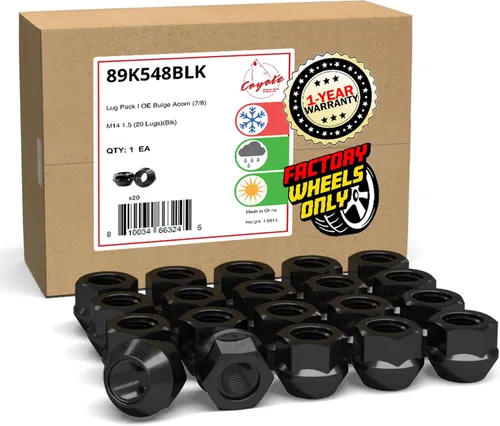 Vista 16 de Wheel Accessories Parts 20 piezas de tuercas de llanta M14x1.5, rosca de 14x1.5, tuerca de seguridad tipo bellota, 1.4" de largo, negras Negro