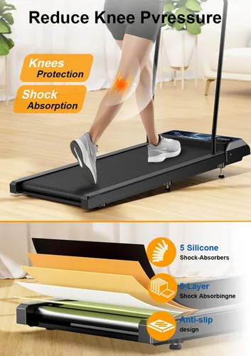 Vista 6 de Cinta de correr con asa extraíble, 2.5HP Cintas de correr portátiles para el hogar y la oficina, capacidad de 270 libras, cinta de correr debajo