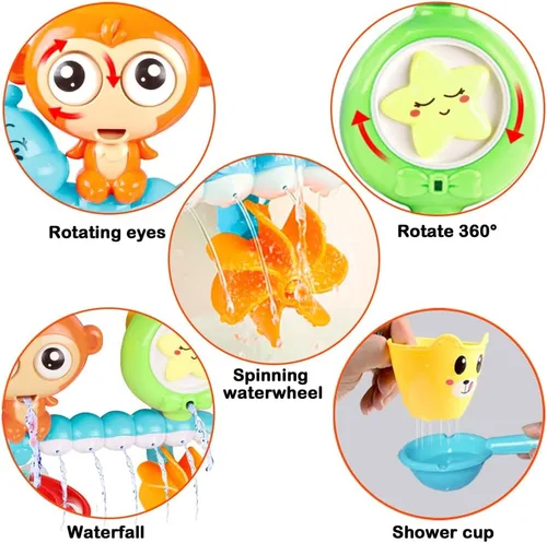 Vista 2 de G-WACK Juguetes de baño para niños pequeños de 1, 2 y 3 años, juguetes de agua para tina de bebé recién nacido, juguetes de agua interactivos