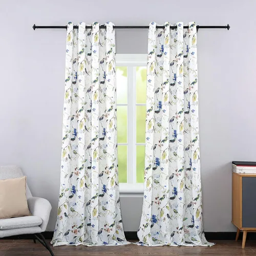 Vista 2 de Leeva Cortinas de bloqueo de luz de 45 pulgadas de largo para dormitorio, paneles de cortina de lino sintético para ventana, tratamiento decorativo