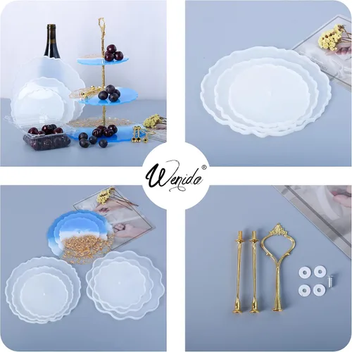 Vista 3 de Molde de silicona de resina de 3 niveles para tartas y postres, juego de moldes de fundición epoxi con accesorios de hardware para bricolaje
