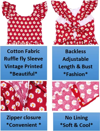 Vista 138 de Vestido de verano para niña, de algodón, con diseño floral
