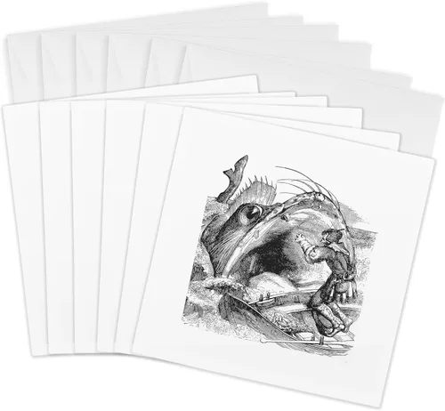 Vista 8 de 3dRose Tarjeta de felicitación - Baleine Un gran diccionario de criatura marina infernal Cut Out - Ilustración clásica - Criatura demoníaca
