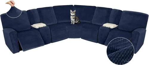 Vista 620 de Arfntevss Fundas de sofá seccional reclinable de terciopelo, Funda de sofá seccional de esquina para sofá reclinable, Funda elástica suave
