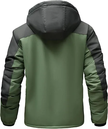 Vista 3 de INVACHI Chaqueta de esquí de invierno para hombre, impermeable, resistente al viento, forro polar con capucha